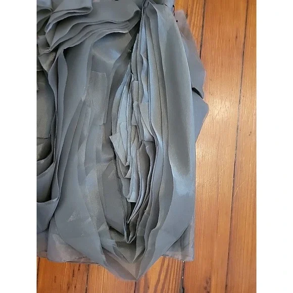 White by Vera Wang Womens 16  Gray Chiffon One Shoulder Party Dress  Rosette - Picture 12 of 13